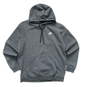 Nike Hoodie Mens Large Gray Pullover Fleece Sweatshirt Swoosh Logo